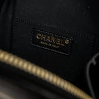 CHANEL ROUND VANITY WITH ROUND HANDLE CROSSBODY BAG LAMBSKIN BLACK GHW (MICROCHIP)