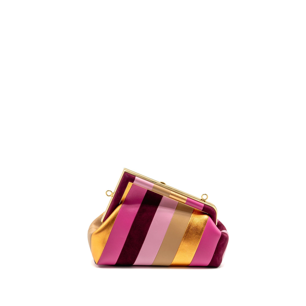 Fendi First Small Bag Striped Inlay Nappa/Suede Leather Multicolour GHW