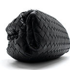 BOTTEGA VENETA POUCH INTRECCIATO LEATHER CLUTCH LAMBSKIN BLACK