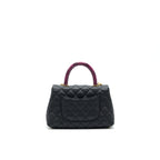 CHANEL MINI COCO HANDLE CAVIAR LEATHER WITH PYTHON HANDLE BLACK GHW