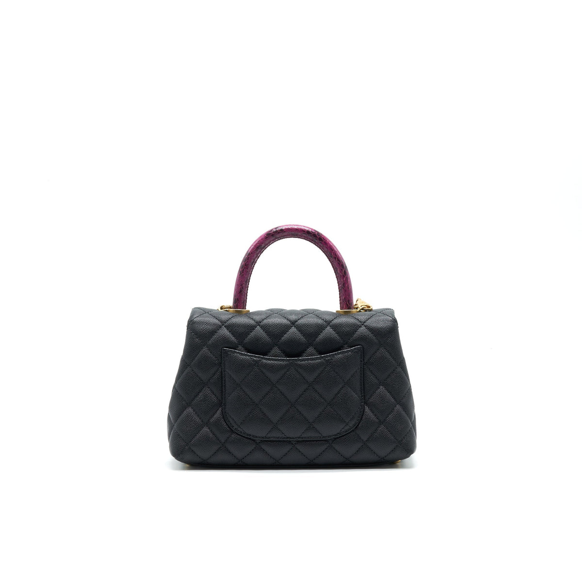 CHANEL MINI COCO HANDLE CAVIAR LEATHER WITH PYTHON HANDLE BLACK GHW