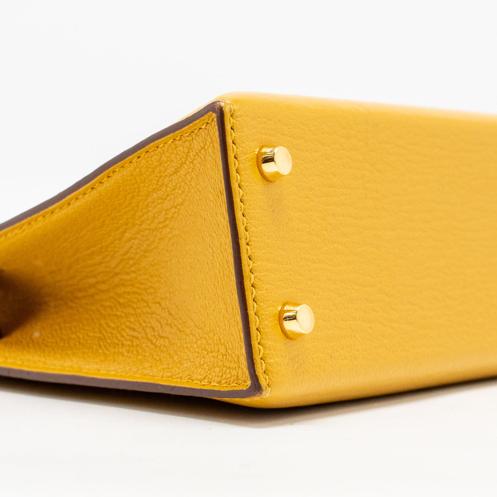Hermes mini kelly II chèvre mysore jaune amber GHW