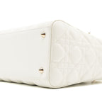 DIOR MEDIUM LADY DIOR BAG LAMBSKIN WHITE LGHW