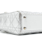 DIOR SMALL MY ABC LADY DIOR CANNAGE CALFSKIN METALLIC SILVER SHW