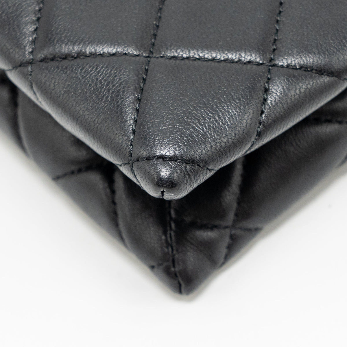 CHANEL COCO CHARMS CHAIN QUILTED POUCH BAG LAMBSKIN BLACK LGHW