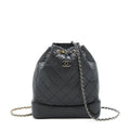 CHANEL GABRIELLE BACKPACK MEDIUM QUILTED CALFSKIN BLACK GOLD/SLIVER HW