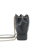 CHANEL GABRIELLE BACKPACK MEDIUM QUILTED CALFSKIN BLACK GOLD/SLIVER HW