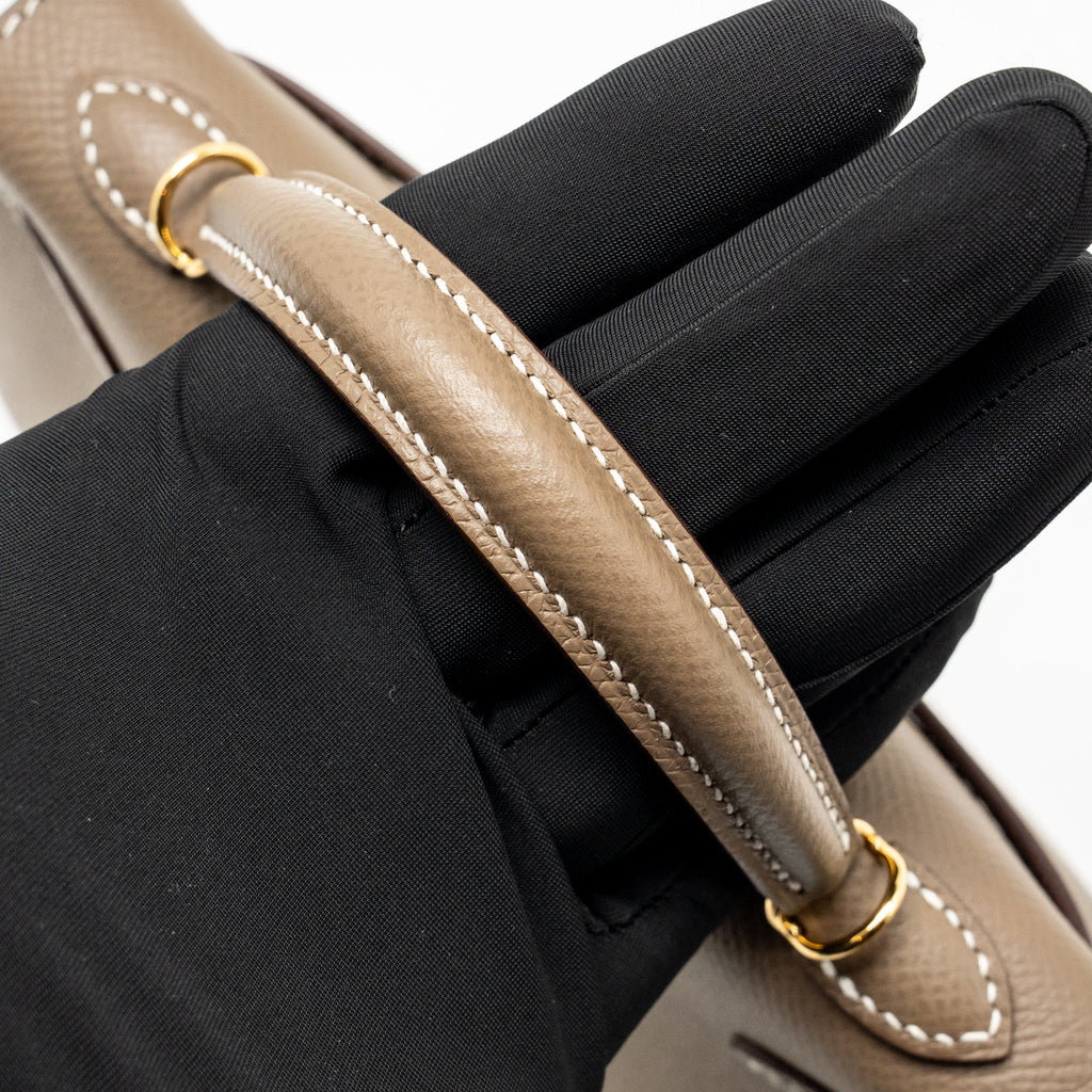 Hermes Mini Kelly II Epsom Etoupe GHW
