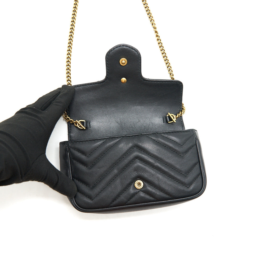 GUCCI GG MARMONT SUPER MINI BLACK GHW