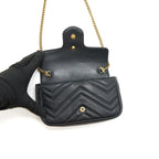 GUCCI GG MARMONT SUPER MINI BLACK GHW