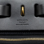 HERMES HERBAG 31 ZIP BAG CANVAS / HUNTER LEATHER BLACK GHW
