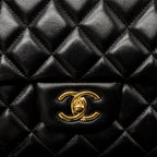 CHANEL MAXI CLASSIC SINGLE FLAP BAG LAMBSKIN BLACK GHW