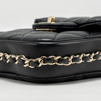 Chanel letter pearl chain mini flap clutch Lambskin black LGHW