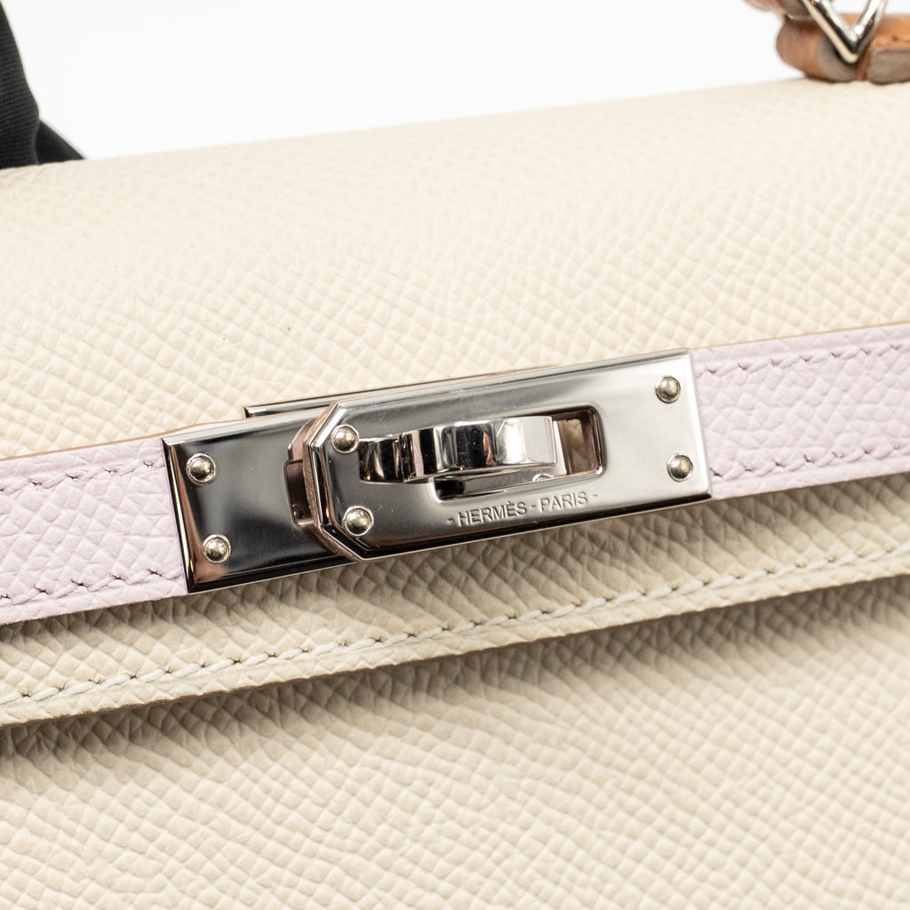 Hermes Mini Kelly II epsom Craie/Mauve Pale/Gold SHW