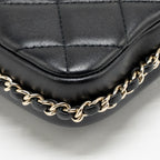 Chanel letter pearl chain mini flap clutch Lambskin black LGHW