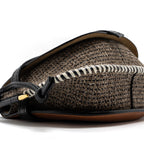 LOEWE SMALL GATE BAG CALFSKIN/TWEED TAN GHW