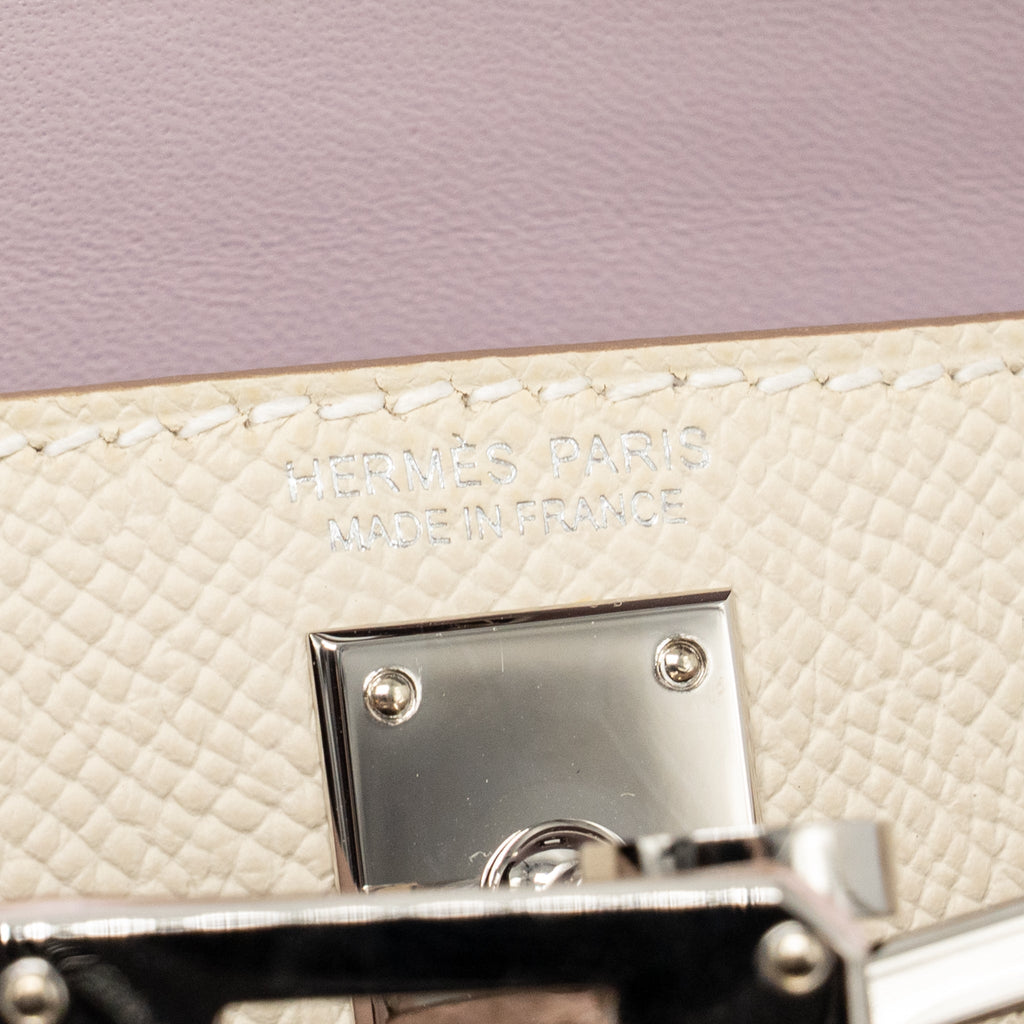 Hermes Mini Kelly II epsom Craie/Mauve Pale/Gold SHW