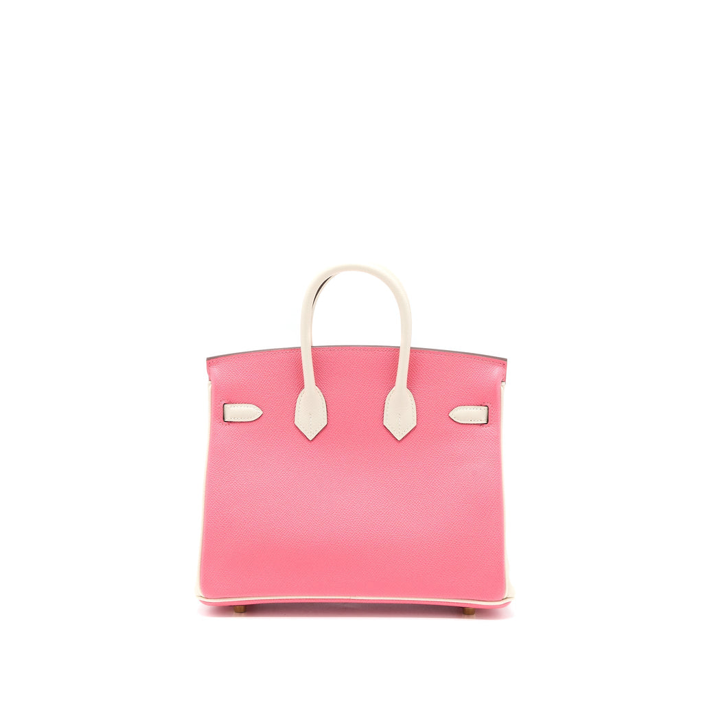Hermes Birkin 25 Special Order Epsom Rose Azalee/Craie With Brushed GHW