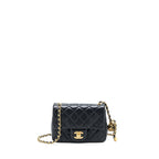 CHANEL 22S PEARL CRUSH MINI SQUARE FLAP BAG LAMBSKIN BLACK GHW(MICROCHIP)