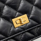 CHANEL MINI 2.55 REISSUE WALLET ON CHAIN AGED CALFSKIN BLACK GHW(MICROCHIP)