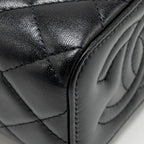 Chanel detail cc logo mini vanity case with chain lambskin black GHW (microchip)