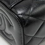 Chanel detail cc logo mini vanity case with chain lambskin black GHW (microchip)