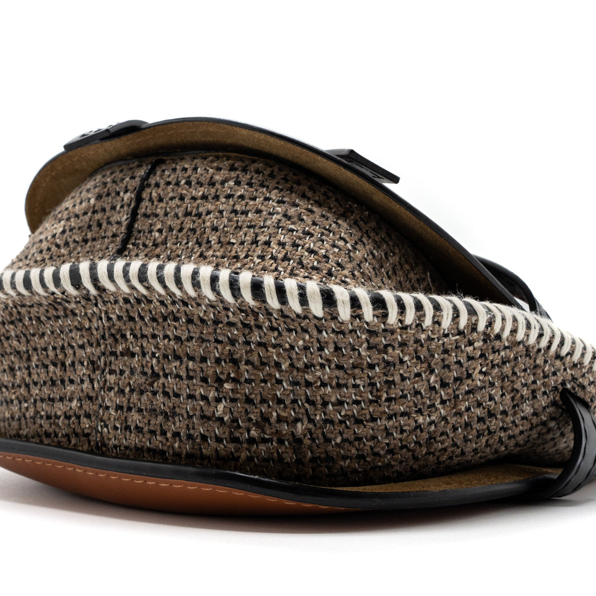 LOEWE SMALL GATE BAG CALFSKIN/TWEED TAN GHW