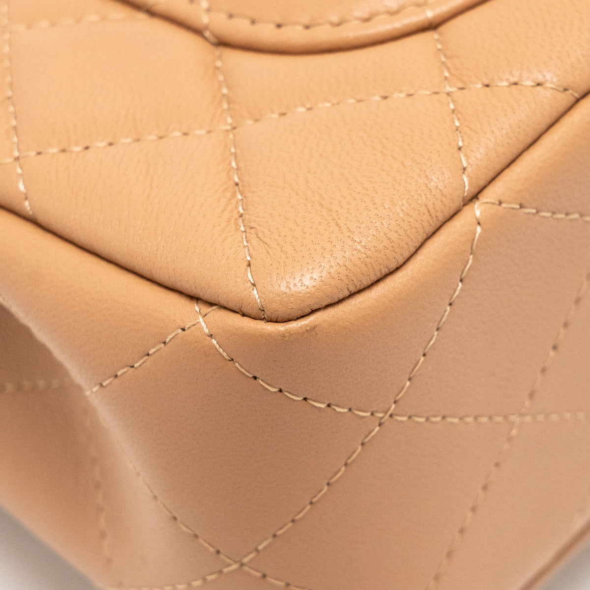 CHANEL MINI RECTANGULAR FLAP BAG LAMBSKIN BEIGE LGHW (MICROCHIP)