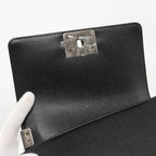 CHANEL SMALL BOY BAG CAVIAR BLACK RUTHENIUM SHW (MICROCHIP)