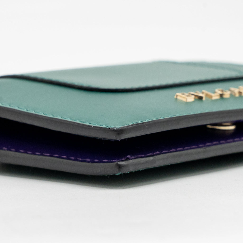 Bvlgari serpenti compact card holder leather green/purple LGHW