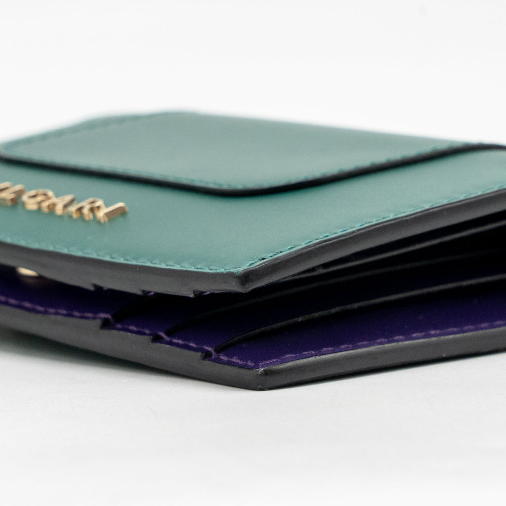 Bvlgari serpenti compact card holder leather green/purple LGHW