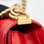 CHANEL MEDIUM BOY BAG LAMBSKIN RED BRUSHED GHW