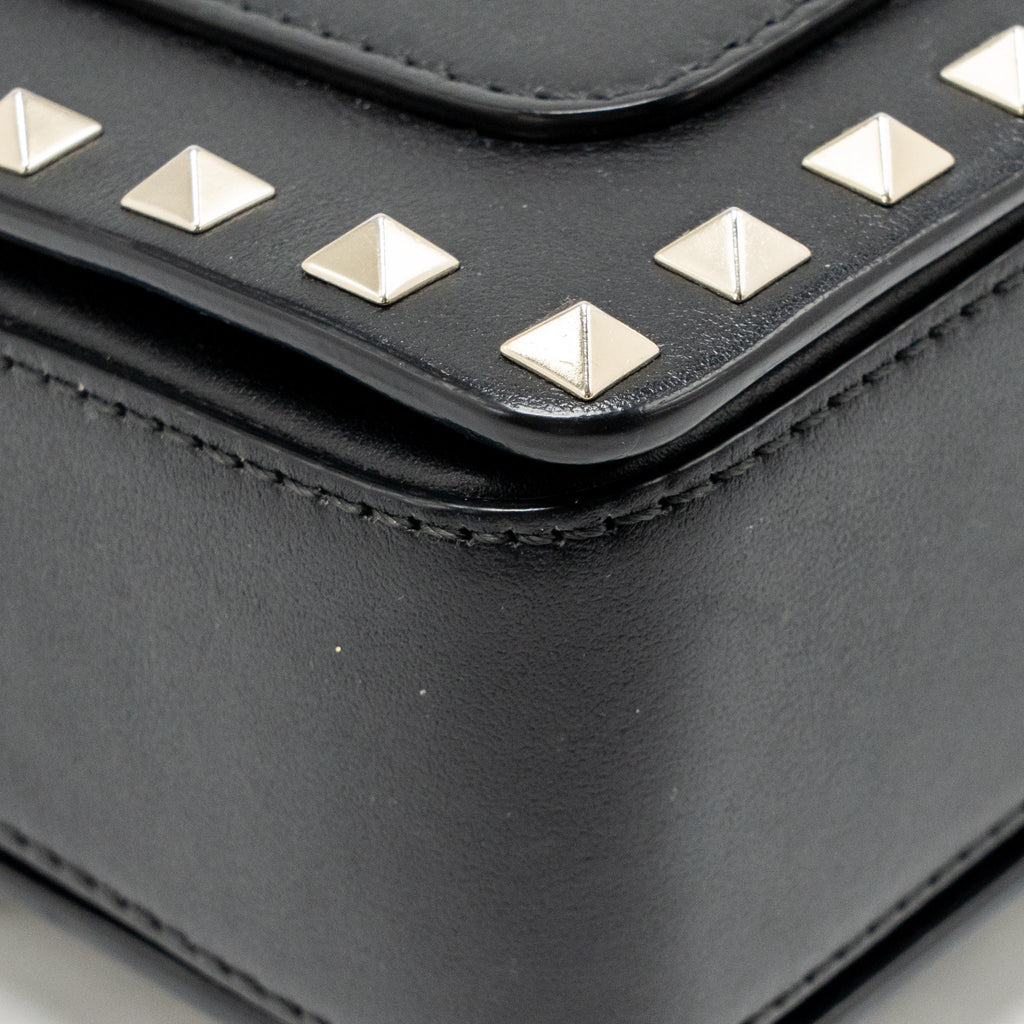 Valentino Small Rockstud Crossbody Bag with Chain Calfskin Black GHW