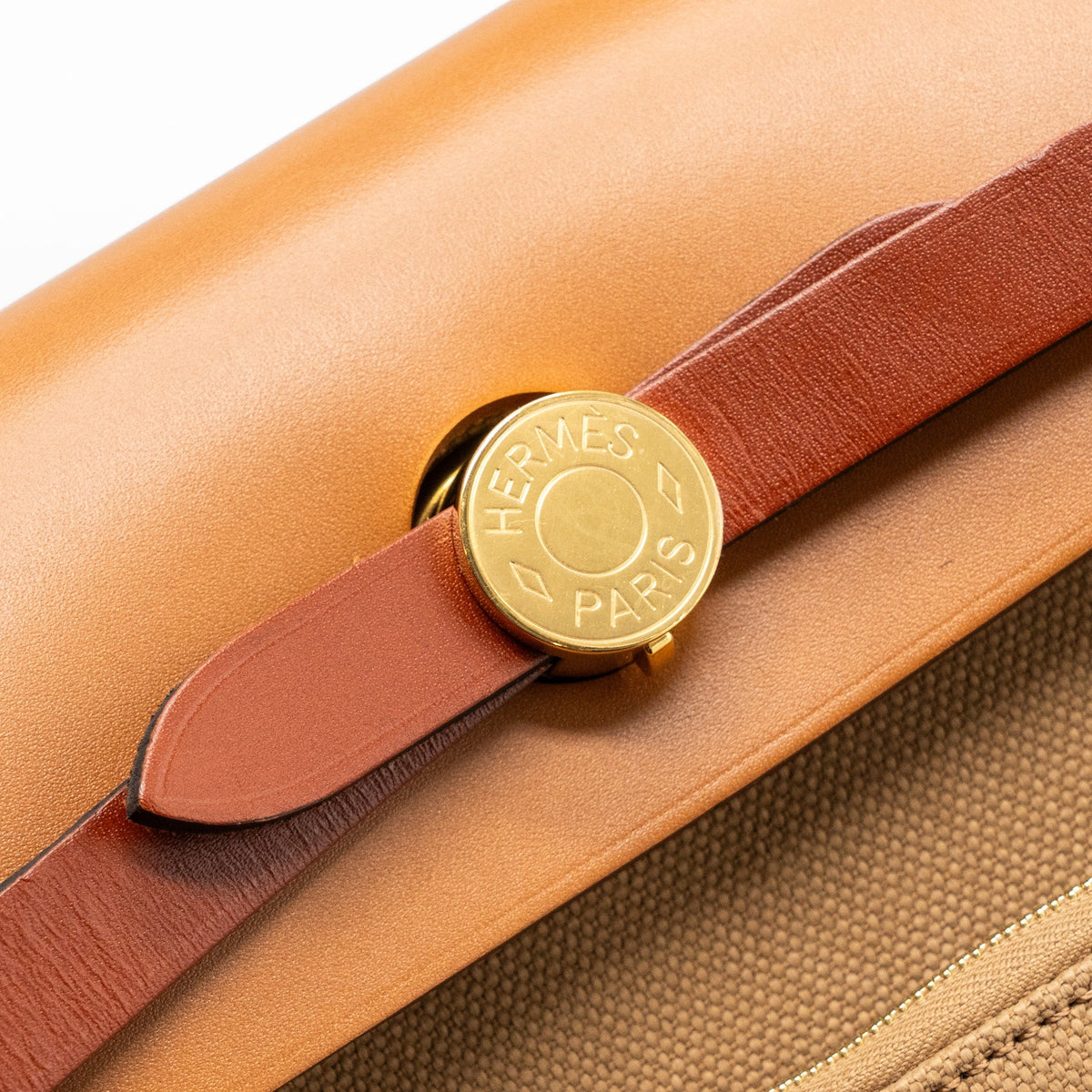 Hermes Herbag 31 CANVAS/HUNTER LEATHER Chai/Naturel Sable/Fauve/Cuivre GHW