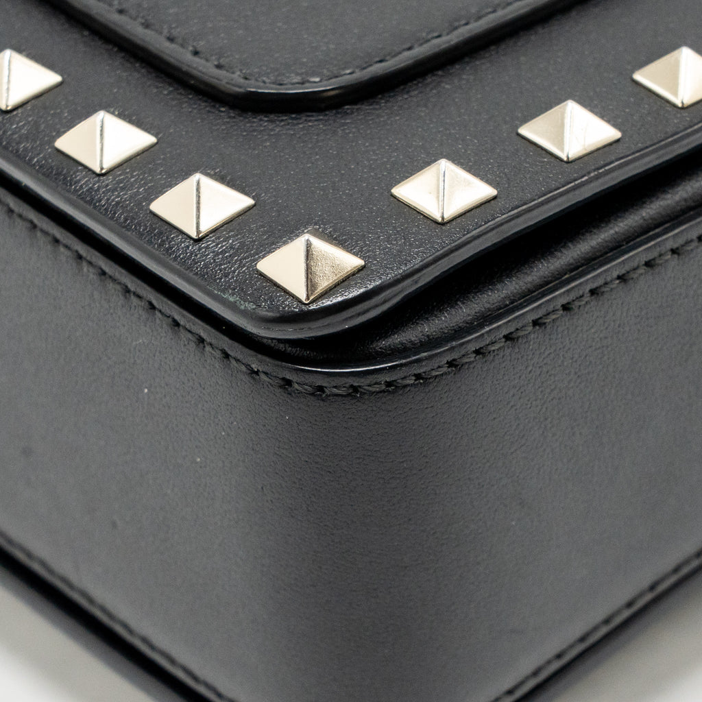 Valentino Small Rockstud Crossbody Bag with Chain Calfskin Black GHW