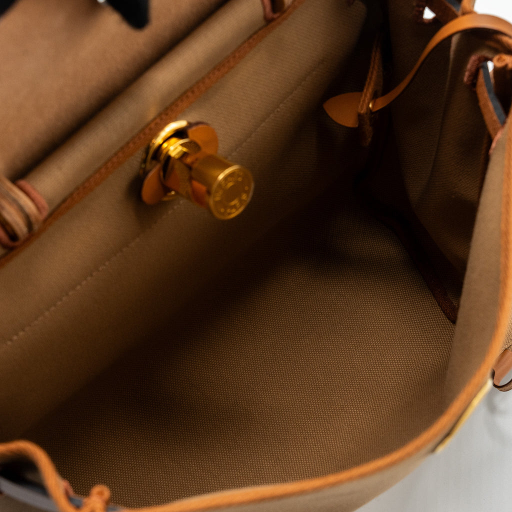 Hermes Herbag 31 CANVAS/HUNTER LEATHER Chai/Naturel Sable/Fauve/Cuivre GHW