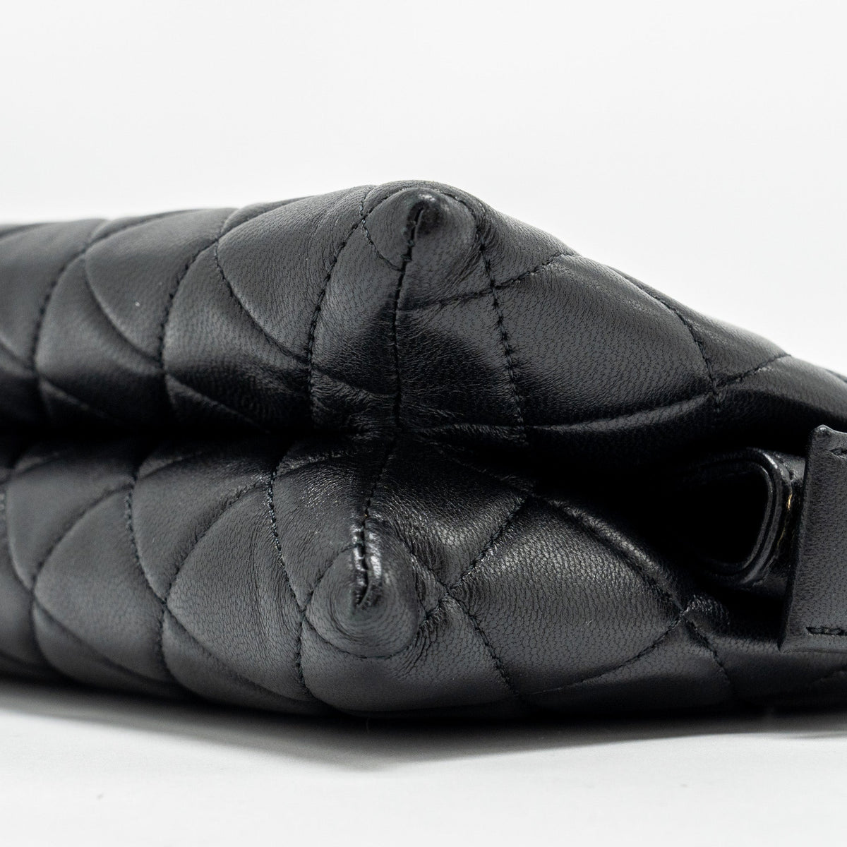 CHANEL COCO CHARMS QUILTED POUCH BAG LAMBSKIN BLACK GHW