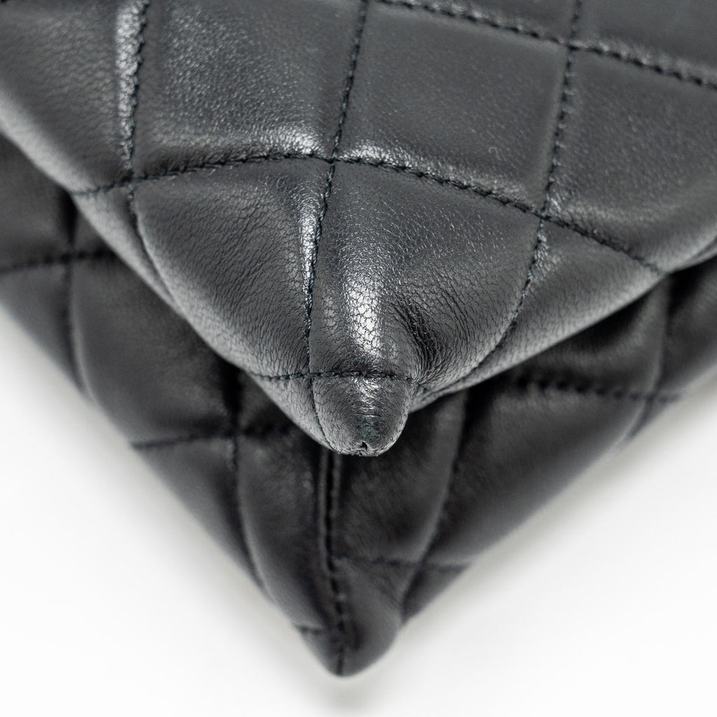 CHANEL COCO CHARMS QUILTED POUCH BAG LAMBSKIN BLACK GHW