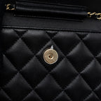 CHANEL MINI FLAP CARD HOLDER WITH RIBBON CHAIN LAMBSKIN BLACK LGHW