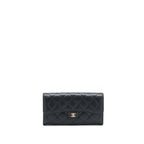 CHANEL CLASSIC FLAP LONG WALLET CAVIAR BLACK GHW
