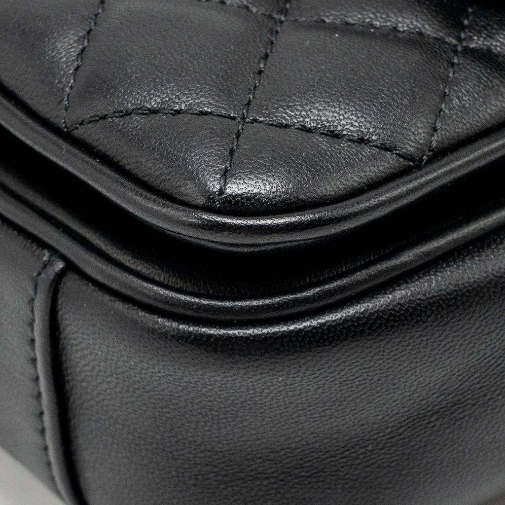 Chanel Quilted square flap bag lambskin black LGHW