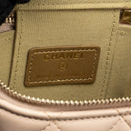 CHANEL PEARL CRUSH MINI VANITY WITH CHAIN LAMBSKIN LIGHT BEIGE GHW