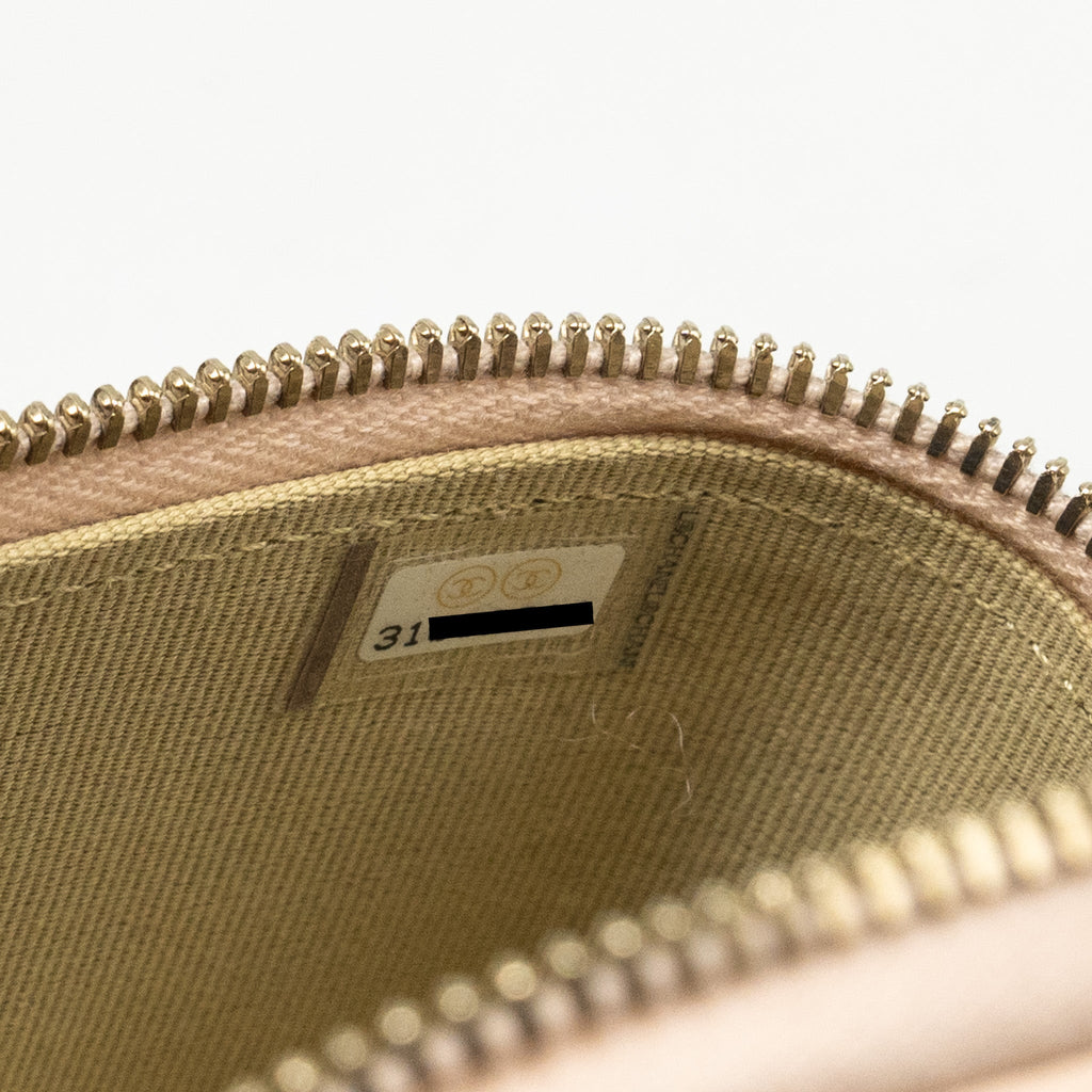 CHANEL PEARL CRUSH MINI VANITY WITH CHAIN LAMBSKIN LIGHT BEIGE GHW