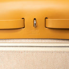 HERMES HERBAG ZIP 31 TOILE EN RELIEF CANVAS/LEATHER BRIDES SABLE/ECRU BEIGE/NAT SABLE SHW