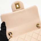 CHANEL PEARL CRUSH MINI SQUARE FLAP BAG LAMBSKIN LIGHT BEIGE GHW (MICROCHIP)
