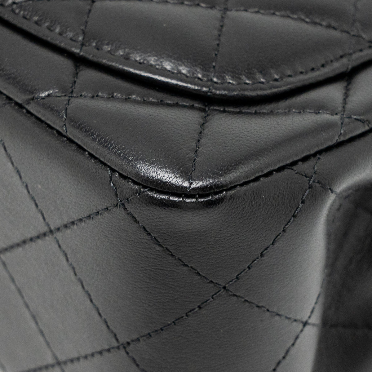 CHANEL MINI SQUARE FLAP BAG LAMBSKIN BLACK LGHW (MICROCHIP)