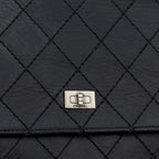 CHANEL 2.55 WALLET ON CHAIN AGED CALFSKIN BLACK RUTHENIUM SHW