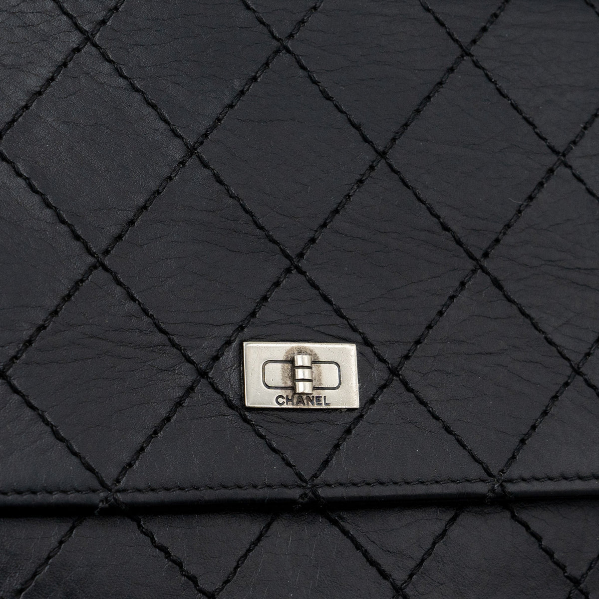 CHANEL 2.55 WALLET ON CHAIN AGED CALFSKIN BLACK RUTHENIUM SHW
