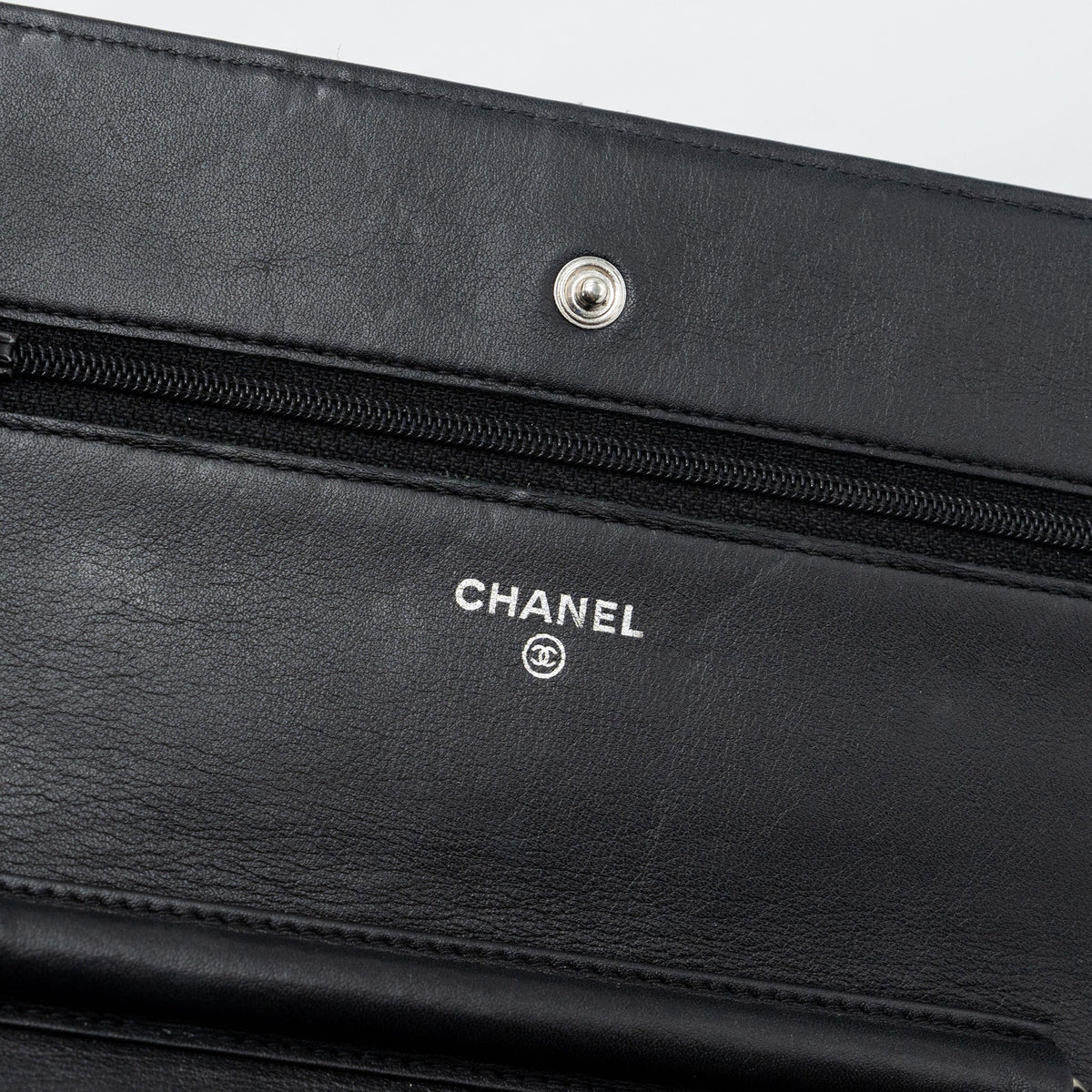 CHANEL 2.55 WALLET ON CHAIN AGED CALFSKIN BLACK RUTHENIUM SHW