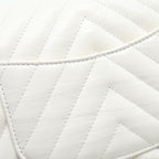 CHANEL MINI 2.55 REISSUE CHEVRON FLAP BAG AGED CALFSKIN WHITE BRUSHED GHW (MICROCHIP)